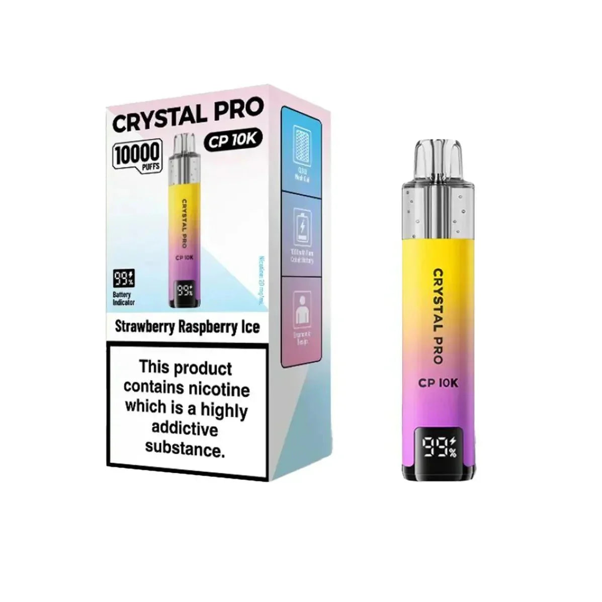 Crystal Pro CP10000 Prefilled Pod Kit Box of 5 - Strawberry Raspberry Ice - vapeukwholesale