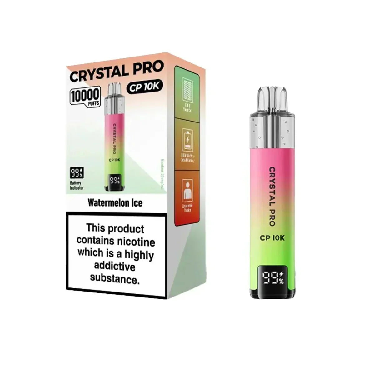 Crystal Pro CP10000 Prefilled Pod Kit Box of 5 - Watermelon Ice - vapeukwholesale