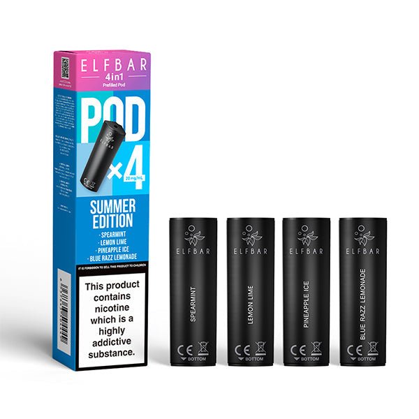 Elf Bar 4 - In - 1 Prefilled Replacement Pods Box of 10 - Summer Edition - vapeukwholesale