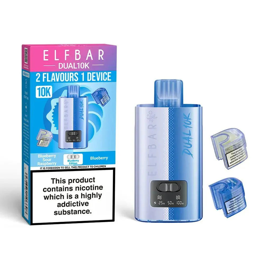 Elf Bar Dual 10K Prefilled Pod Vape Kit Box of 5 - Blueberry Edition - vapeukwholesale