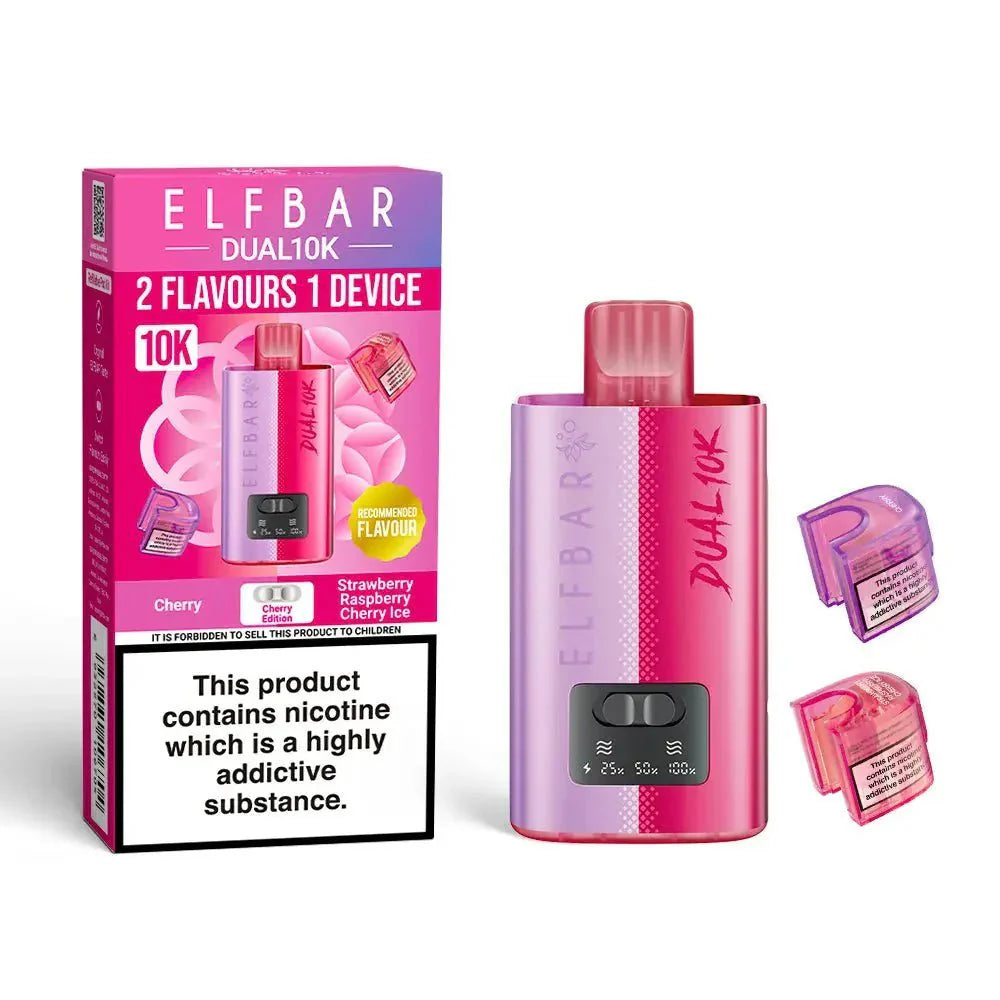 Elf Bar Dual 10K Prefilled Pod Vape Kit Box of 5 - Cherry Edition - vapeukwholesale