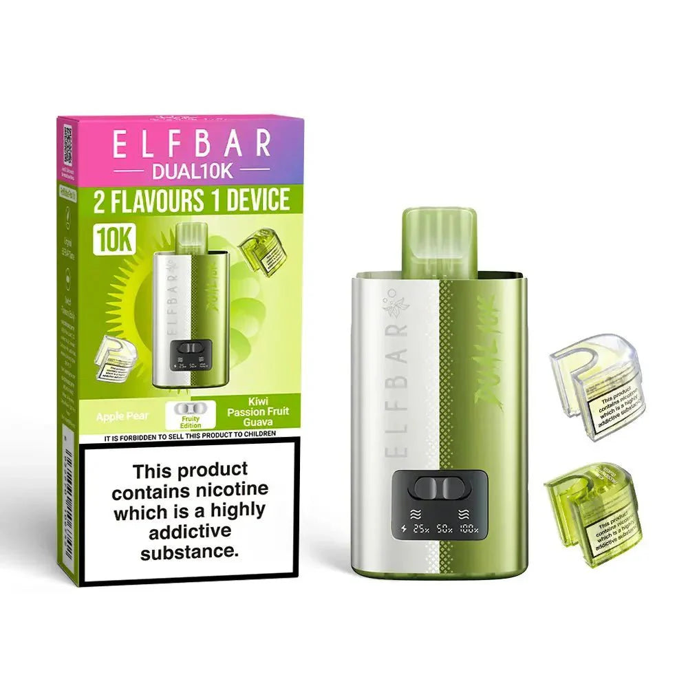 Elf Bar Dual 10K Prefilled Pod Vape Kit Box of 5 - Fruity Edition - vapeukwholesale