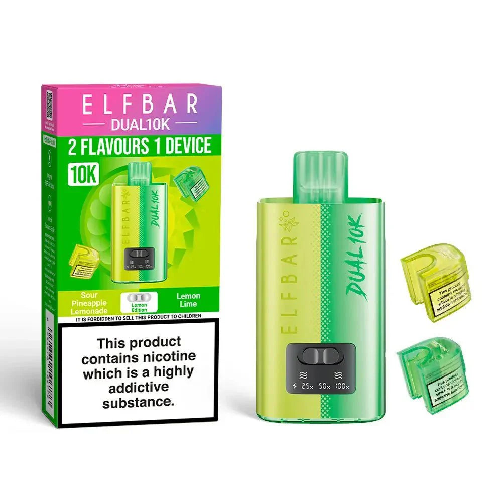 Elf Bar Dual 10K Prefilled Pod Vape Kit Box of 5 - Lemon Edition - vapeukwholesale