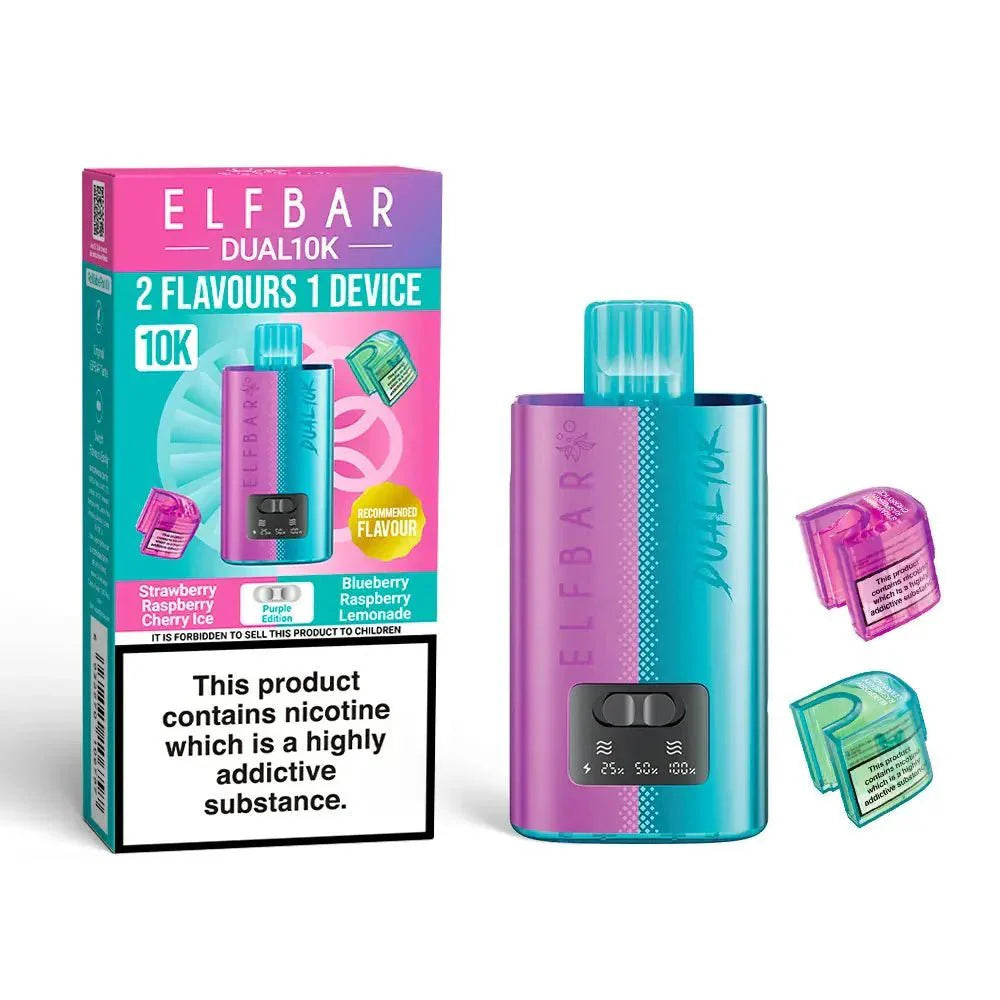 Elf Bar Dual 10K Prefilled Pod Vape Kit Box of 5 - Purple Edition - vapeukwholesale