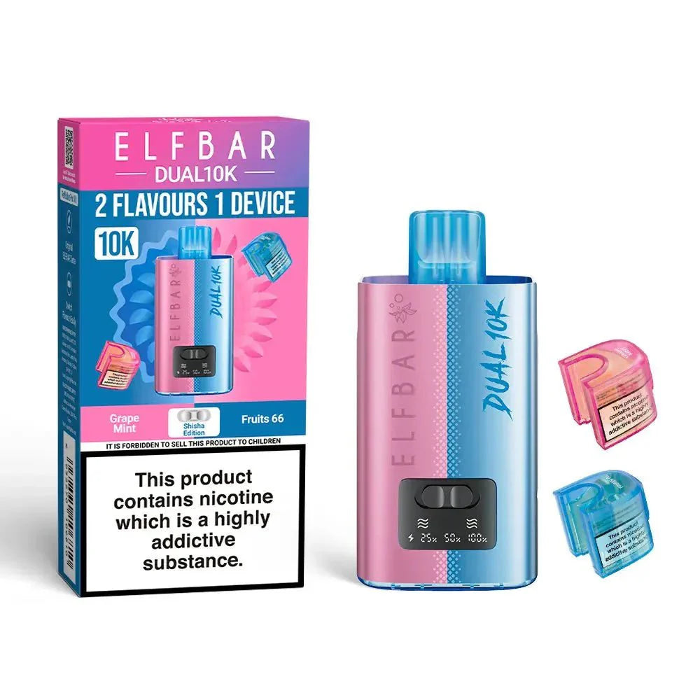 Elf Bar Dual 10K Prefilled Pod Vape Kit Box of 5 - Shisha Edition - vapeukwholesale
