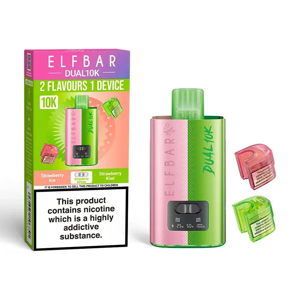 Elf Bar Dual 10K Prefilled Pod Vape Kit Box of 5 - Strawberry Edition - vapeukwholesale