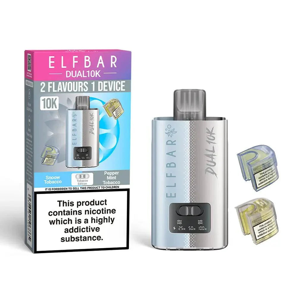 Elf Bar Dual 10K Prefilled Pod Vape Kit Box of 5 - Tobacco Edition - vapeukwholesale