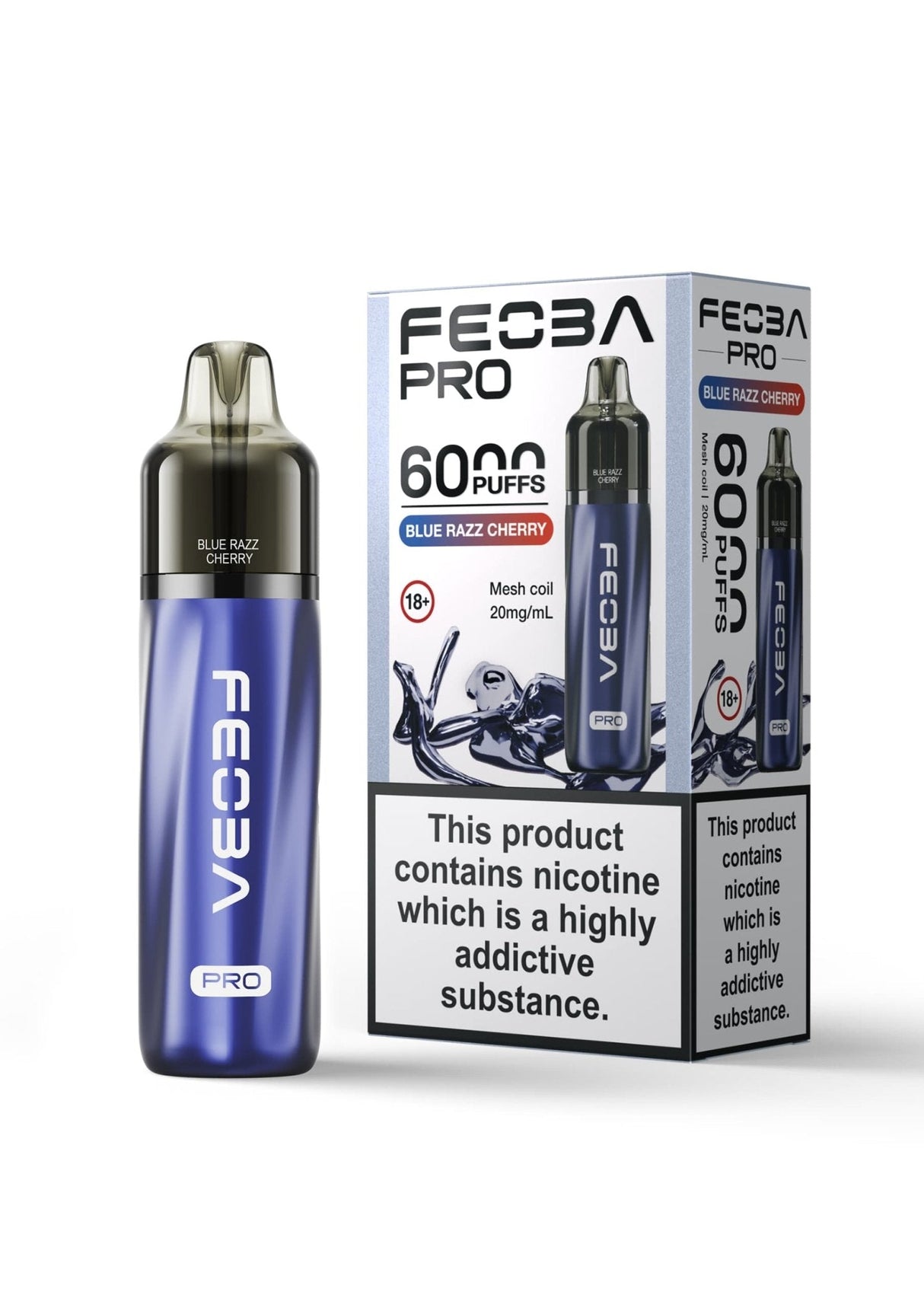 Feoba Pro 6000+ Disposbale Vape Box of 5 - Blue Razz Cherry - vapeukwholesale