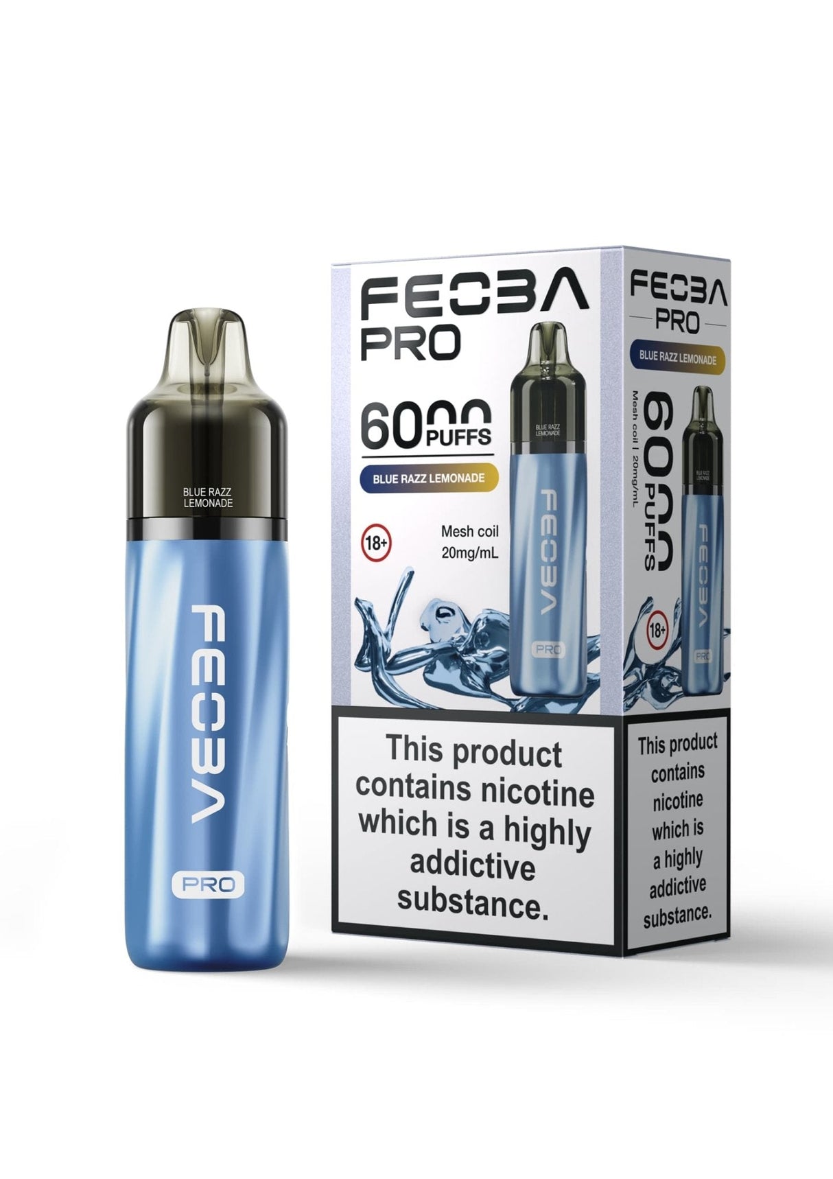 Feoba Pro 6000+ Disposbale Vape Box of 5 - Blue Razz Lemonade - vapeukwholesale
