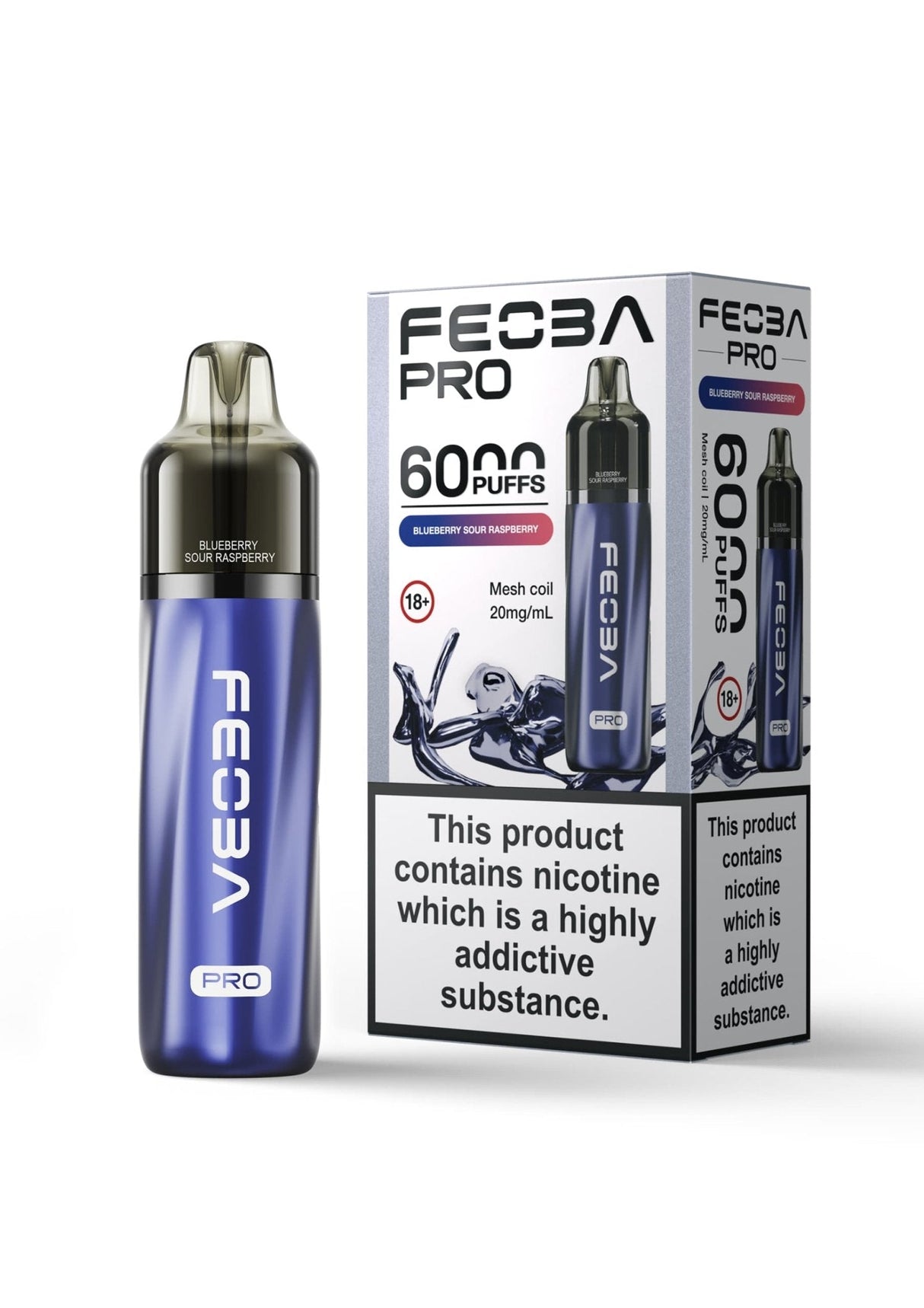 Feoba Pro 6000+ Disposbale Vape Box of 5 - Blue Sour Raspberry - vapeukwholesale