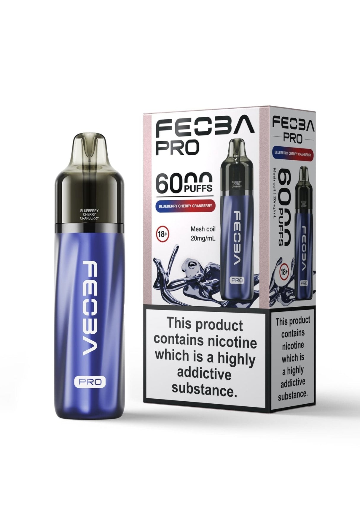 Feoba Pro 6000+ Disposbale Vape Box of 5 - Blueberry Cherry Cranberry - vapeukwholesale