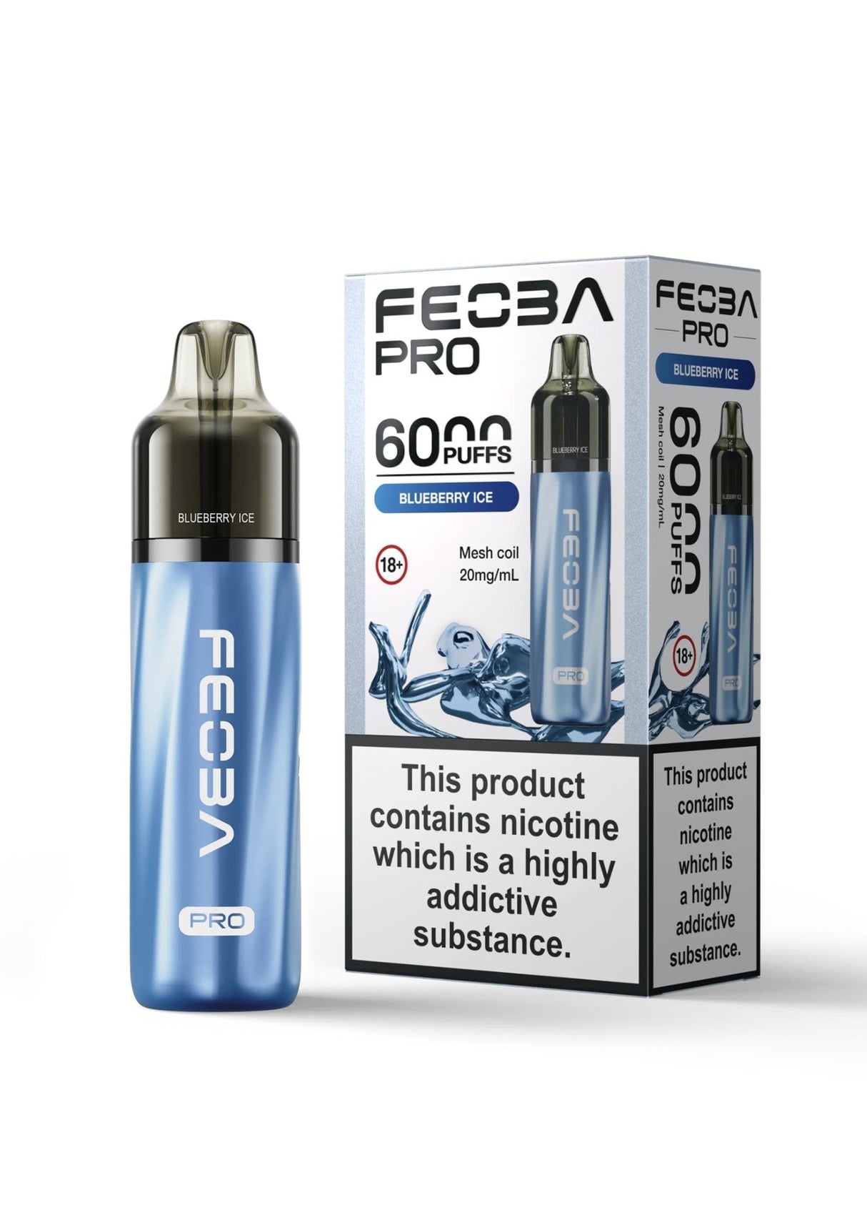 Feoba Pro 6000+ Disposbale Vape Box of 5 - Blueberry Ice - vapeukwholesale