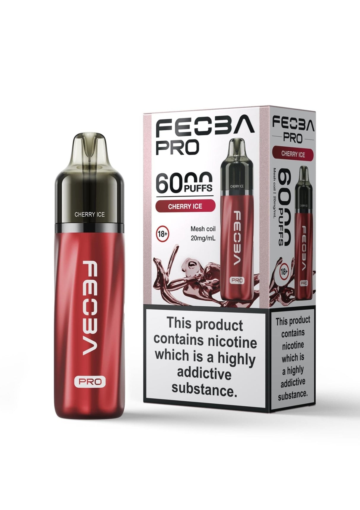 Feoba Pro 6000+ Disposbale Vape Box of 5 - Cherry Ice - vapeukwholesale