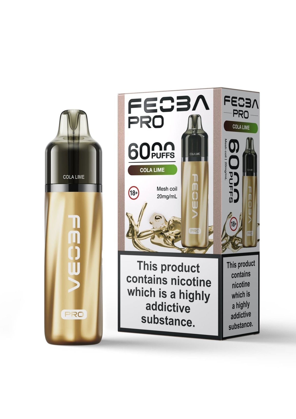 Feoba Pro 6000+ Disposbale Vape Box of 5 - Cola Lime - vapeukwholesale