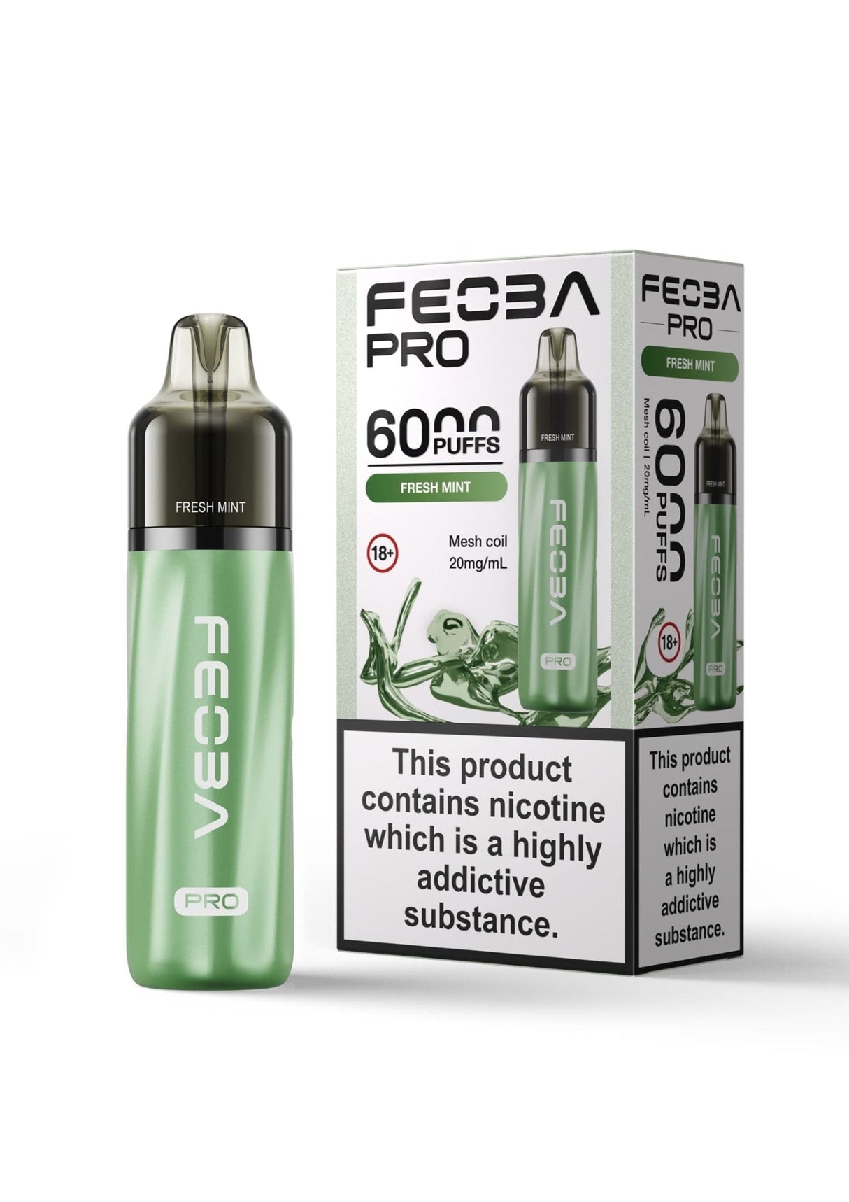 Feoba Pro 6000+ Disposbale Vape Box of 5 - Fresh Mint - vapeukwholesale