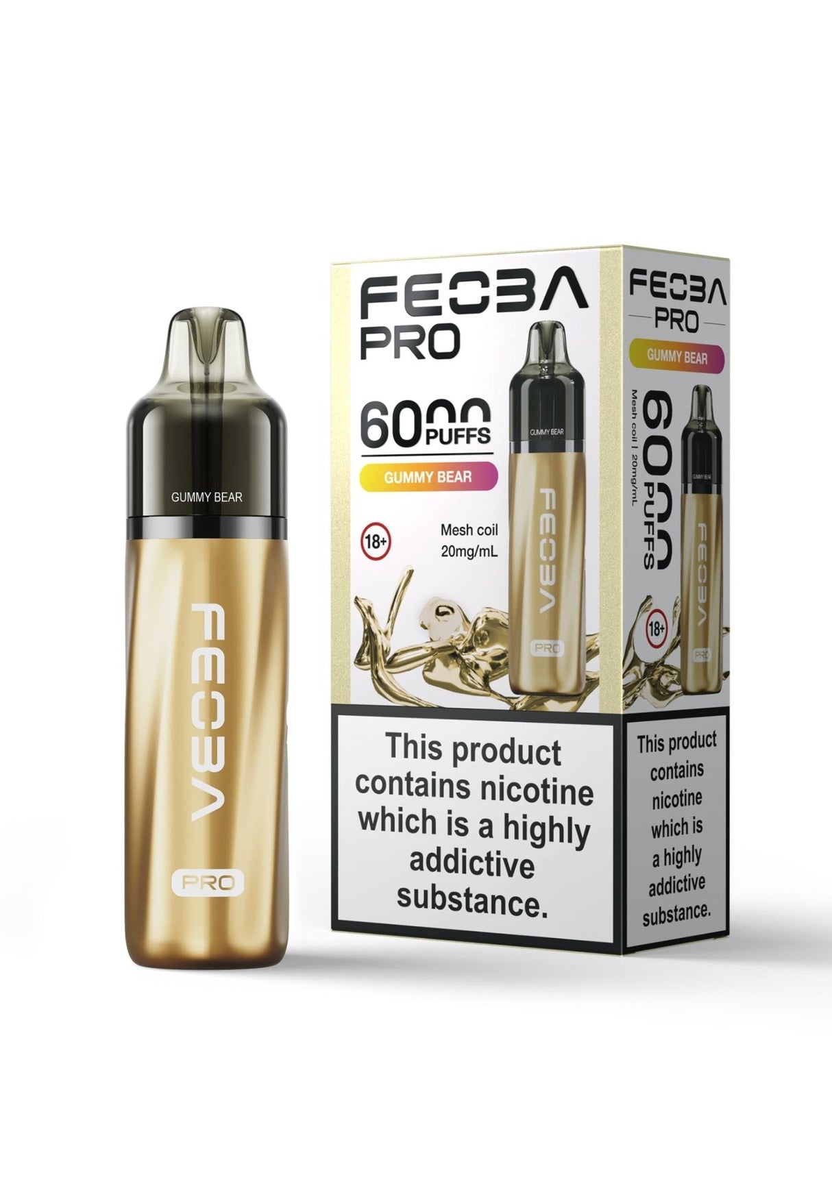 Feoba Pro 6000+ Disposbale Vape Box of 5 - Gummy Bear - vapeukwholesale