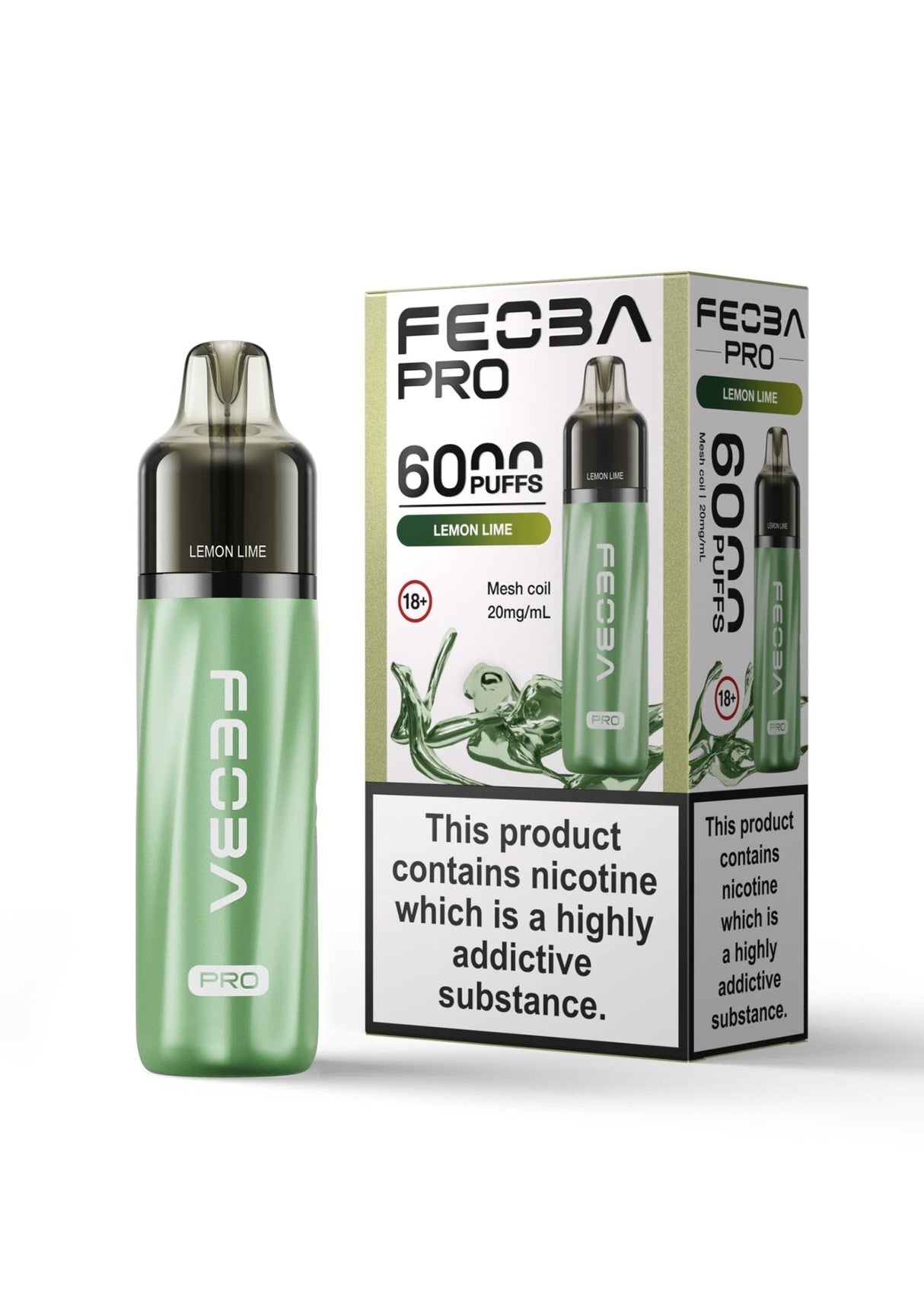 Feoba Pro 6000+ Disposbale Vape Box of 5 - Lemon Lime - vapeukwholesale