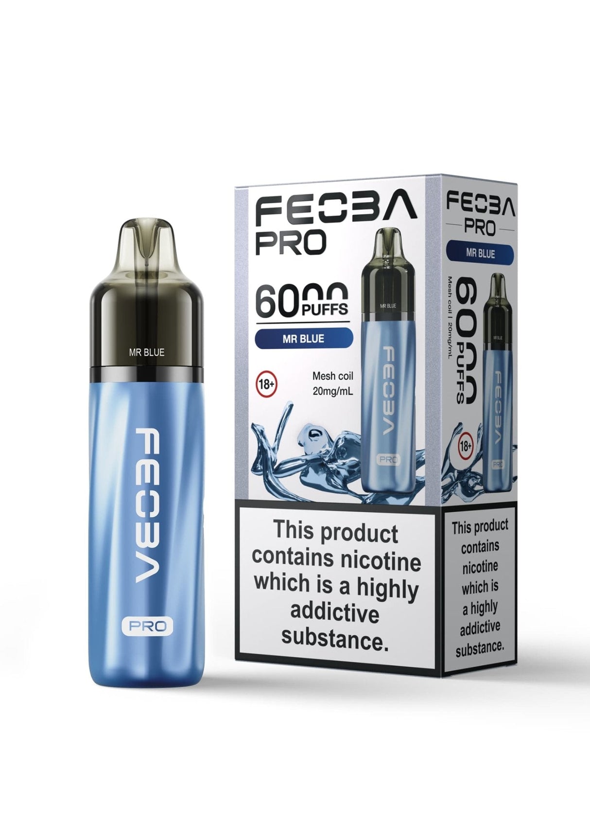 Feoba Pro 6000+ Disposbale Vape Box of 5 - Mr Blue - vapeukwholesale