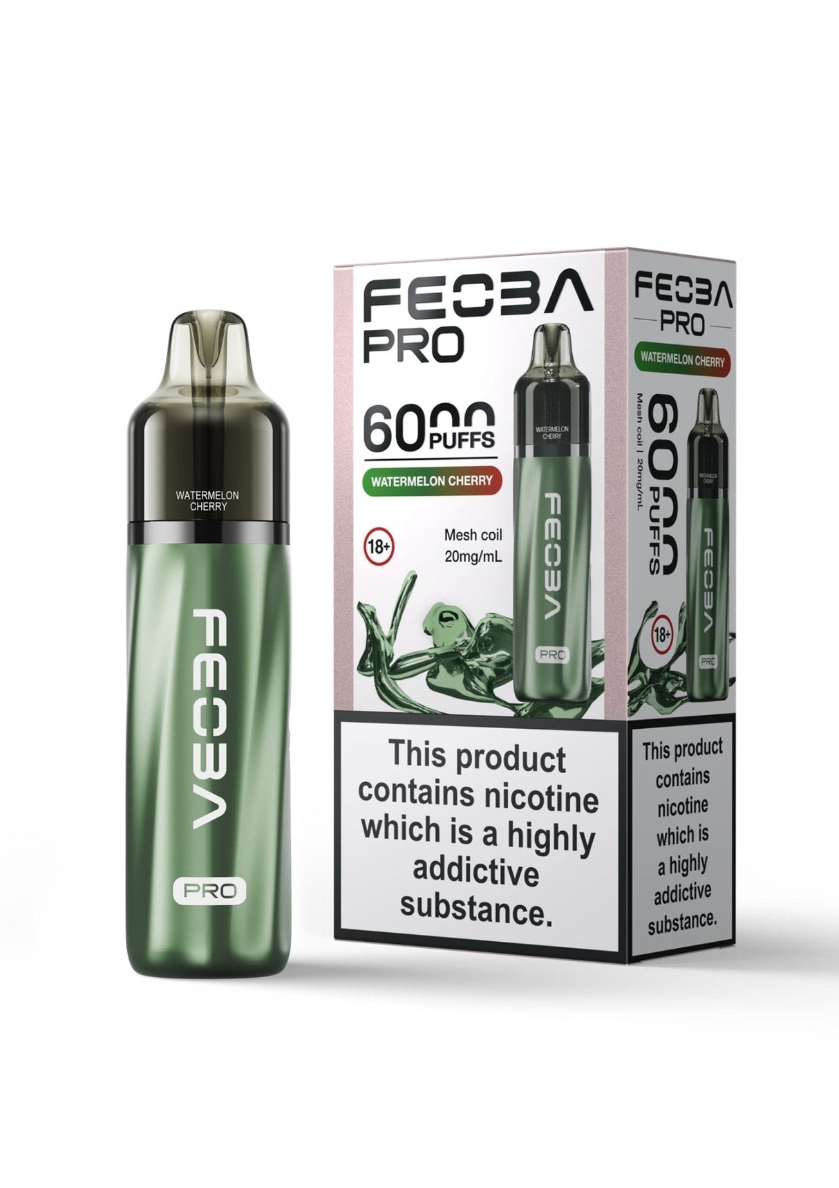 Feoba Pro 6000+ Disposbale Vape Box of 5 - Watermelon Cherry - vapeukwholesale