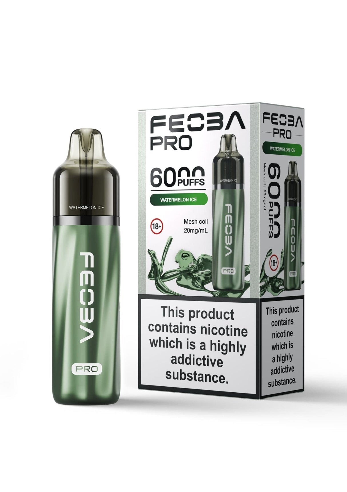 Feoba Pro 6000+ Disposbale Vape Box of 5 - Watermelon On Ice - vapeukwholesale