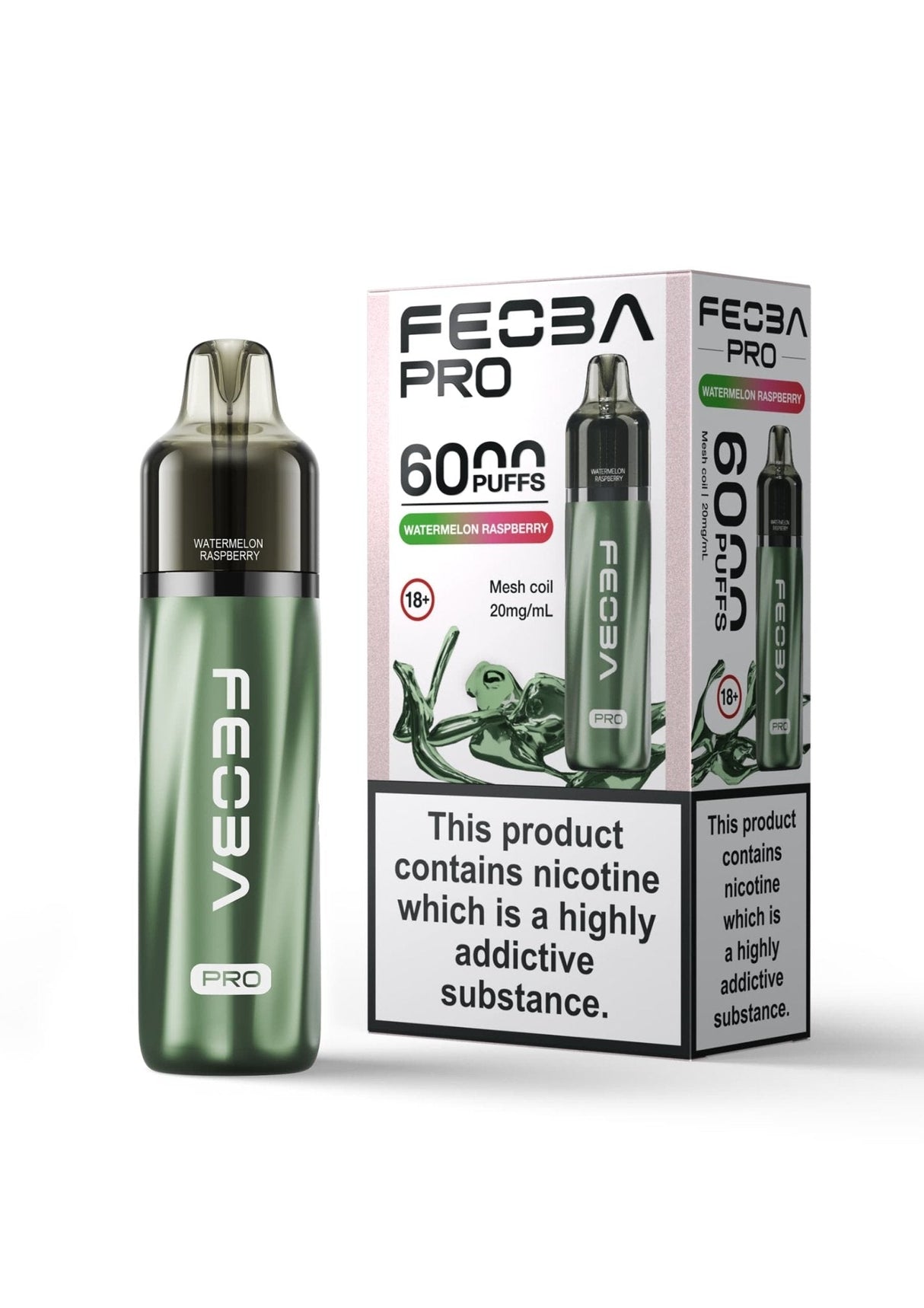 Feoba Pro 6000+ Disposbale Vape Box of 5 - Watermeon Raspberry - vapeukwholesale