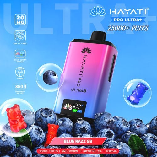 Hayati Pro Ultra Plus 25000 Disposable Vape - Pack of 5 - Blue Razz Gummy Bear - vapeukwholesale