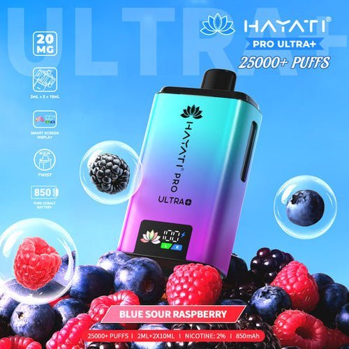 Hayati Pro Ultra Plus 25000 Disposable Vape - Pack of 5 - Blue Sour Raspberry - vapeukwholesale