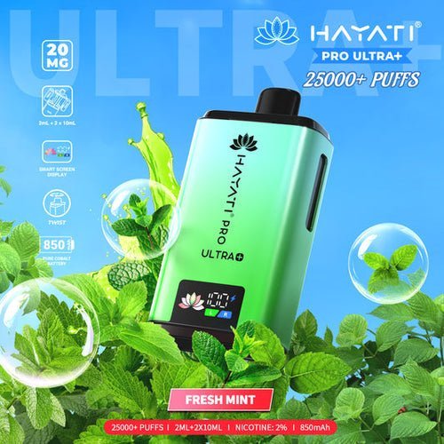 Hayati Pro Ultra Plus 25000 Disposable Vape - Pack of 5 - Fresh Mint - vapeukwholesale