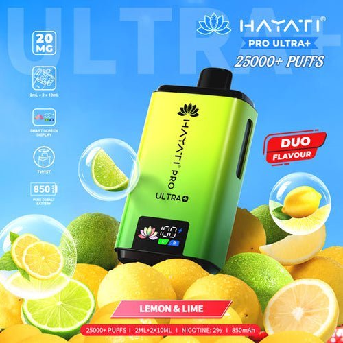 Hayati Pro Ultra Plus 25000 Disposable Vape - Pack of 5 - Lemon Lime - vapeukwholesale