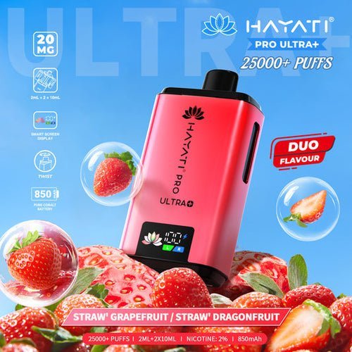 Hayati Pro Ultra Plus 25000 Disposable Vape - Pack of 5 - Straw Grapefruit / Straw Dragonfruit - vapeukwholesale