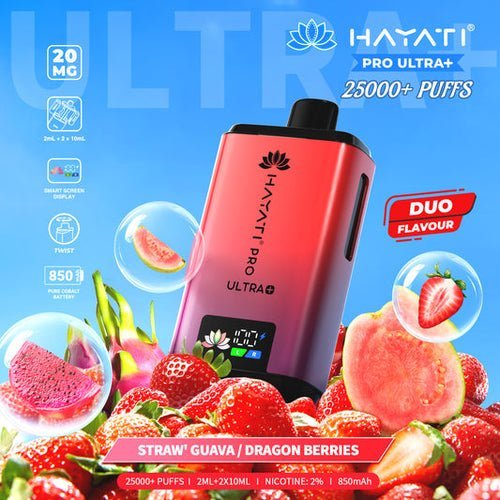 Hayati Pro Ultra Plus 25000 Disposable Vape - Pack of 5 - Straw' Guava / Dragon Berries - vapeukwholesale