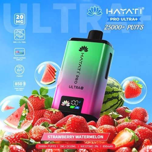 Hayati Pro Ultra Plus 25000 Disposable Vape - Pack of 5 - Strawberry Watermelon - vapeukwholesale