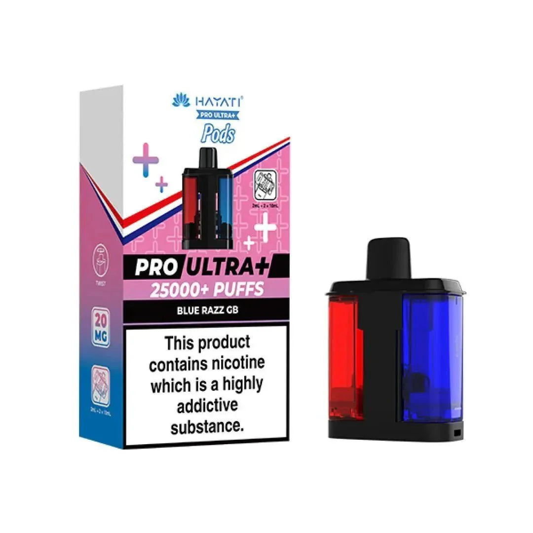 Hayati Pro Ultra Plus 25k Prefilled Pods Pack of 5 - Blue Razz GB - vapeukwholesale