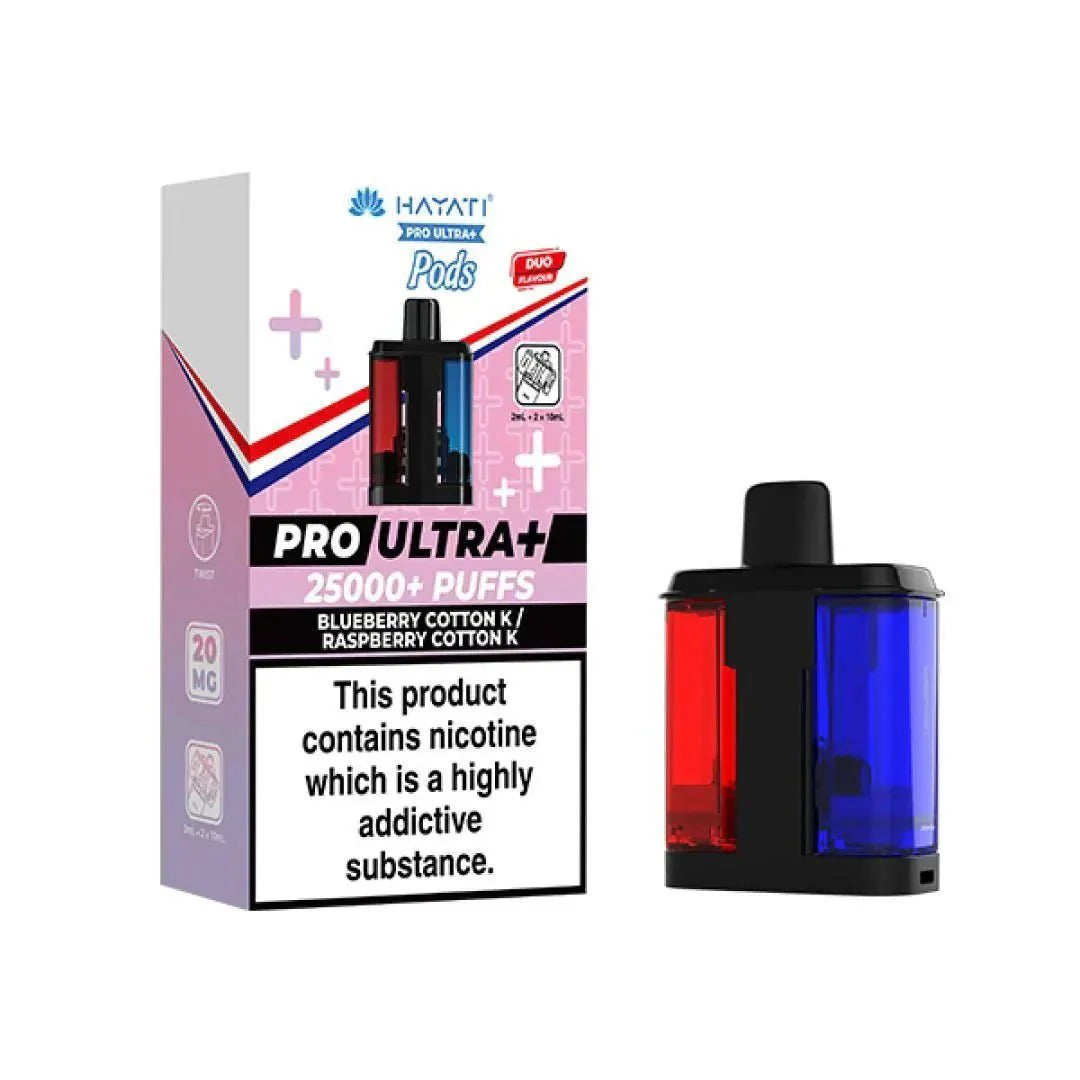 Hayati Pro Ultra Plus 25k Prefilled Pods Pack of 5 - Blueberry Cotton K / Raspberry Cotton K - vapeukwholesale