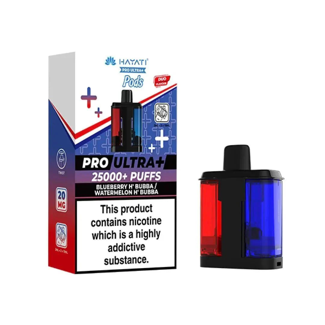Hayati Pro Ultra Plus 25k Prefilled Pods Pack of 5 - Blueberry H Bubba / Watermelon H Bubba - vapeukwholesale