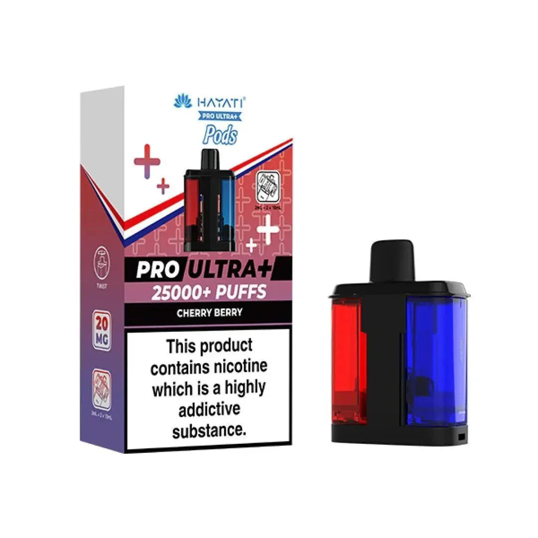 Hayati Pro Ultra Plus 25k Prefilled Pods Pack of 5 - Cherry Berry - vapeukwholesale