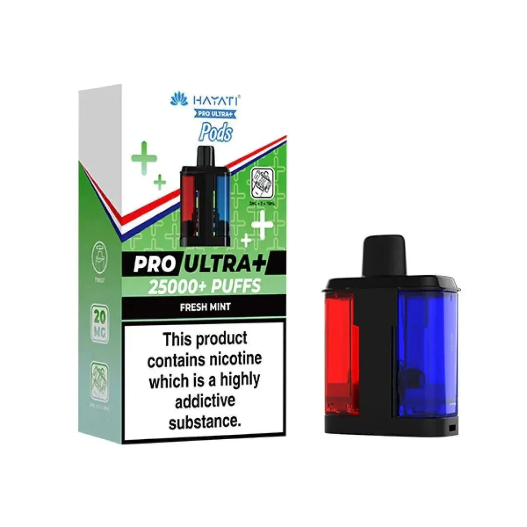 Hayati Pro Ultra Plus 25k Prefilled Pods Pack of 5 - Fresh Mint - vapeukwholesale
