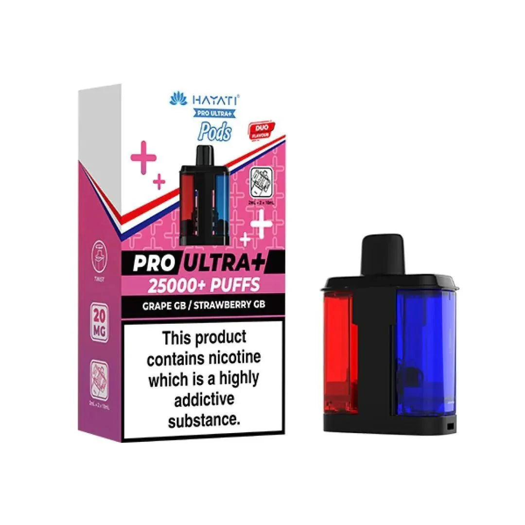 Hayati Pro Ultra Plus 25k Prefilled Pods Pack of 5 - Grape GB / Strawberry GB - vapeukwholesale
