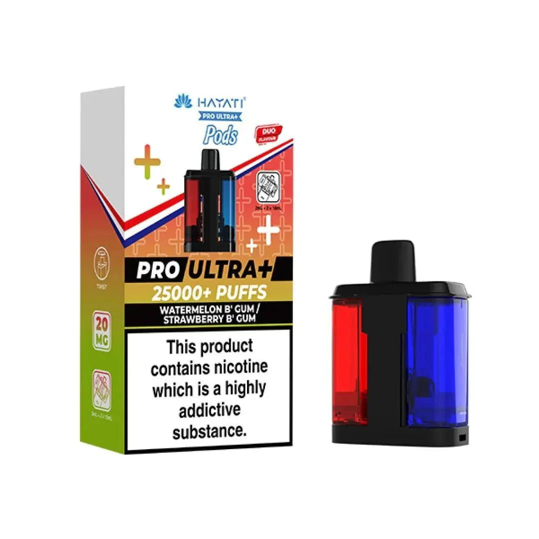 Hayati Pro Ultra Plus 25k Prefilled Pods Pack of 5 - Watermelon B' Gum / Strawberry B' Gum - vapeukwholesale