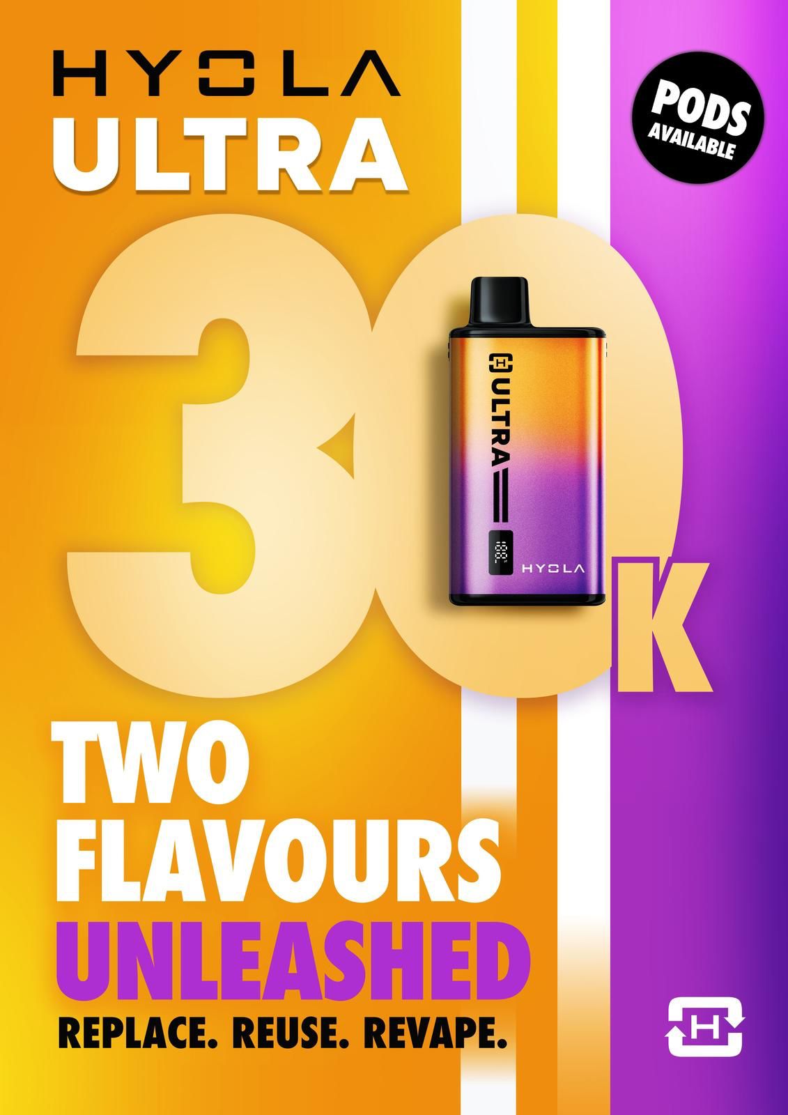 Hyola Ultra 30k Prefilled Pod Vape Kit Pack of 5 - Yellow Edition - vapeukwholesale