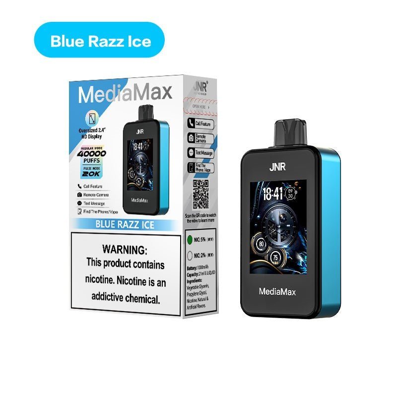 JNR Media Max 40k Prefilled Vape Pack of 5 - Blue Razz Ice - vapeukwholesale