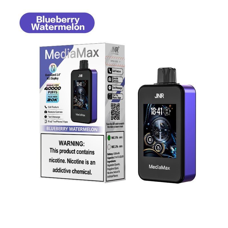 JNR Media Max 40k Prefilled Vape Pack of 5 - Blueberry Watermelon - vapeukwholesale