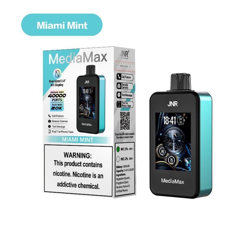 JNR Media Max 40k Prefilled Vape Pack of 5 - Miami Mint - vapeukwholesale