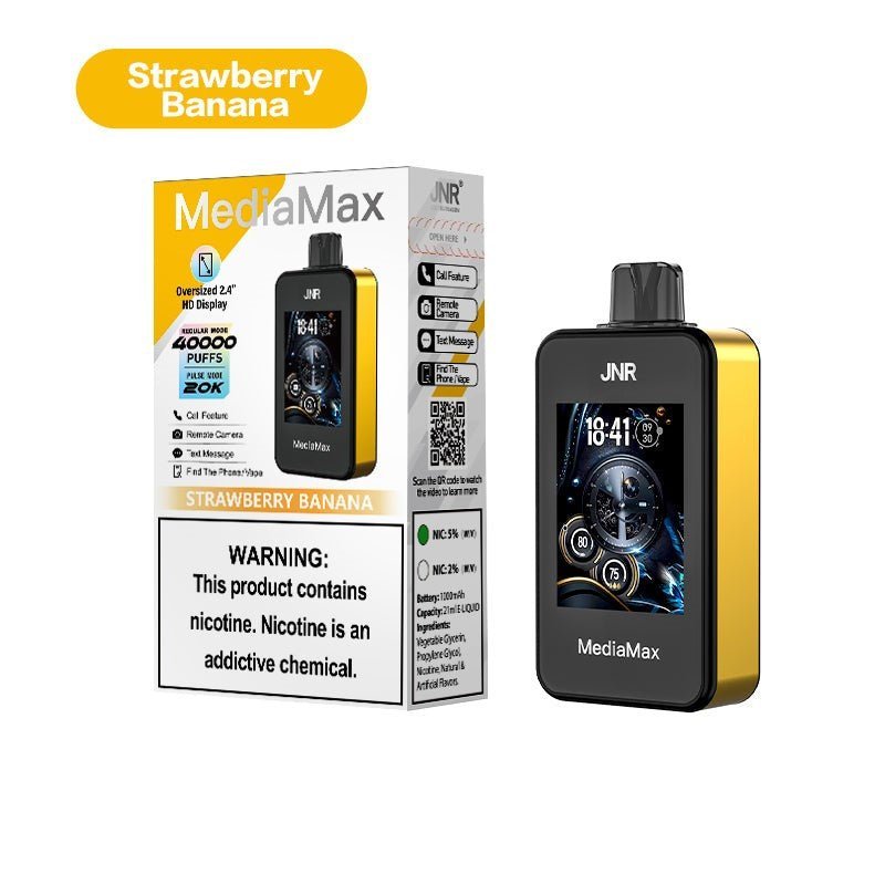 JNR Media Max 40k Prefilled Vape Pack of 5 - Strawberry Banana - vapeukwholesale