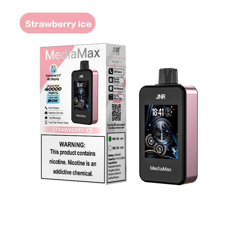 JNR Media Max 40k Prefilled Vape Pack of 5 - Strawberry Ice - vapeukwholesale