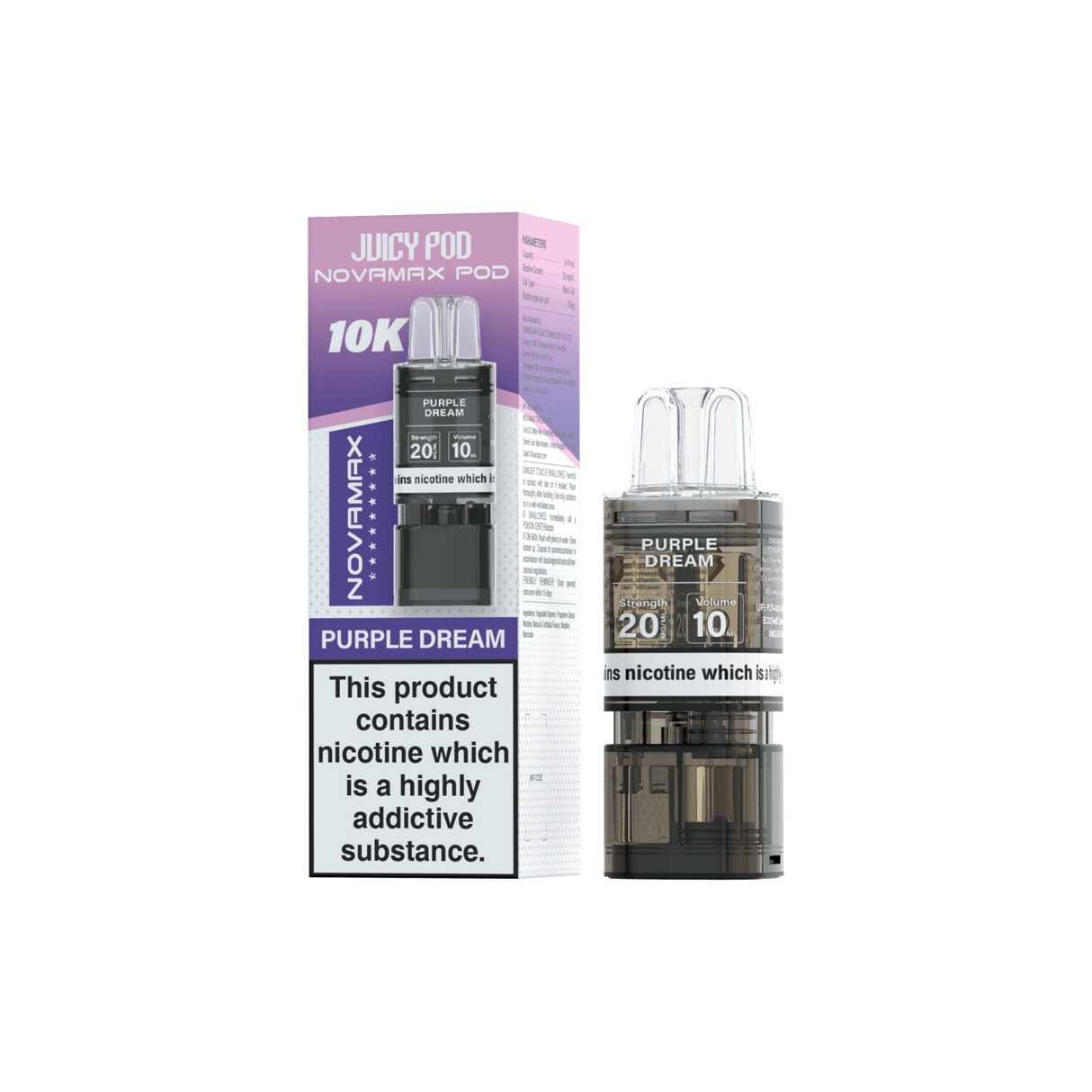 Juicy Pod Novamax 10k Replacement Pods - 10 pack - Purple Dream - vapeukwholesale