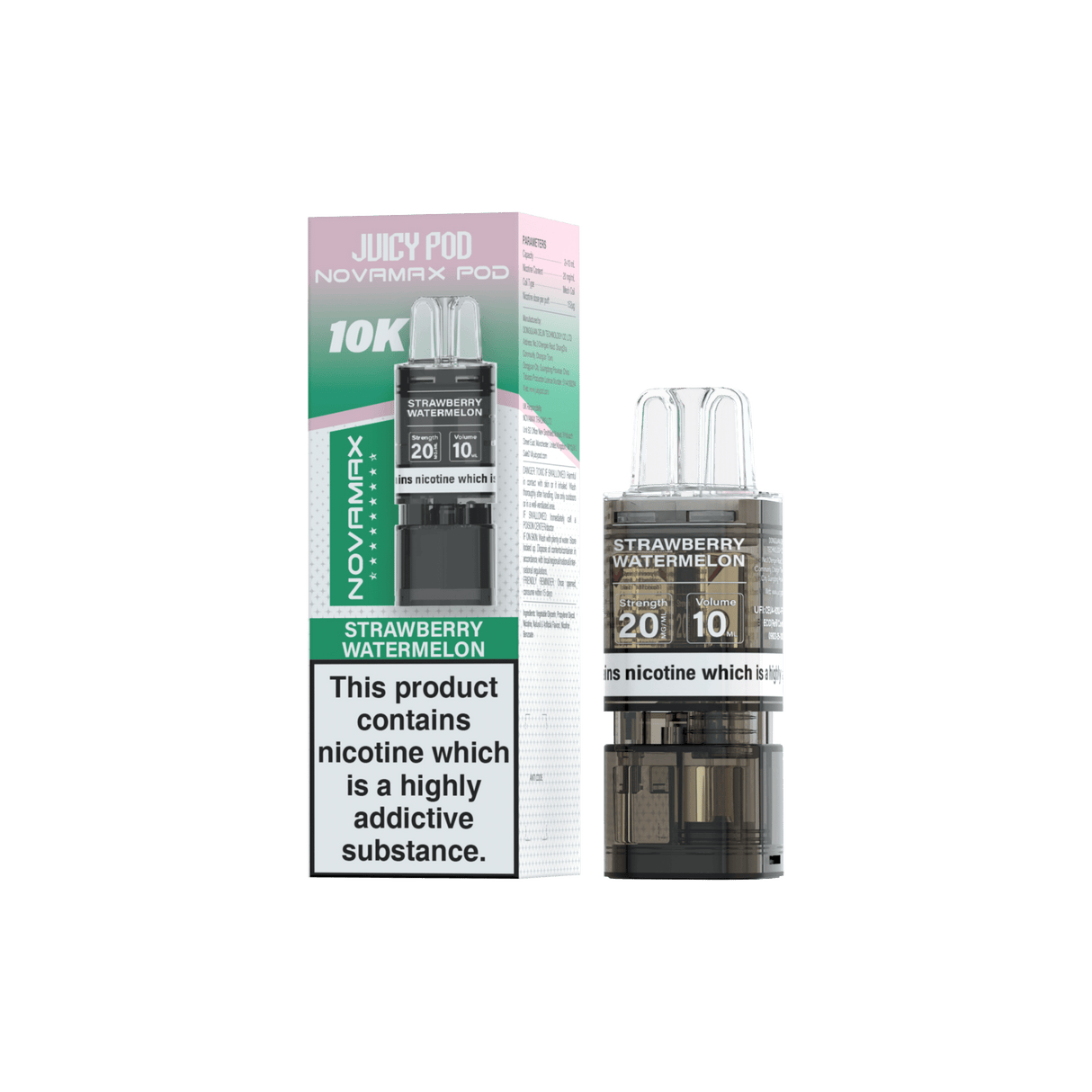 Juicy Pod Novamax 10k Replacement Pods - 10 pack - Strawberry Watermelon - vapeukwholesale