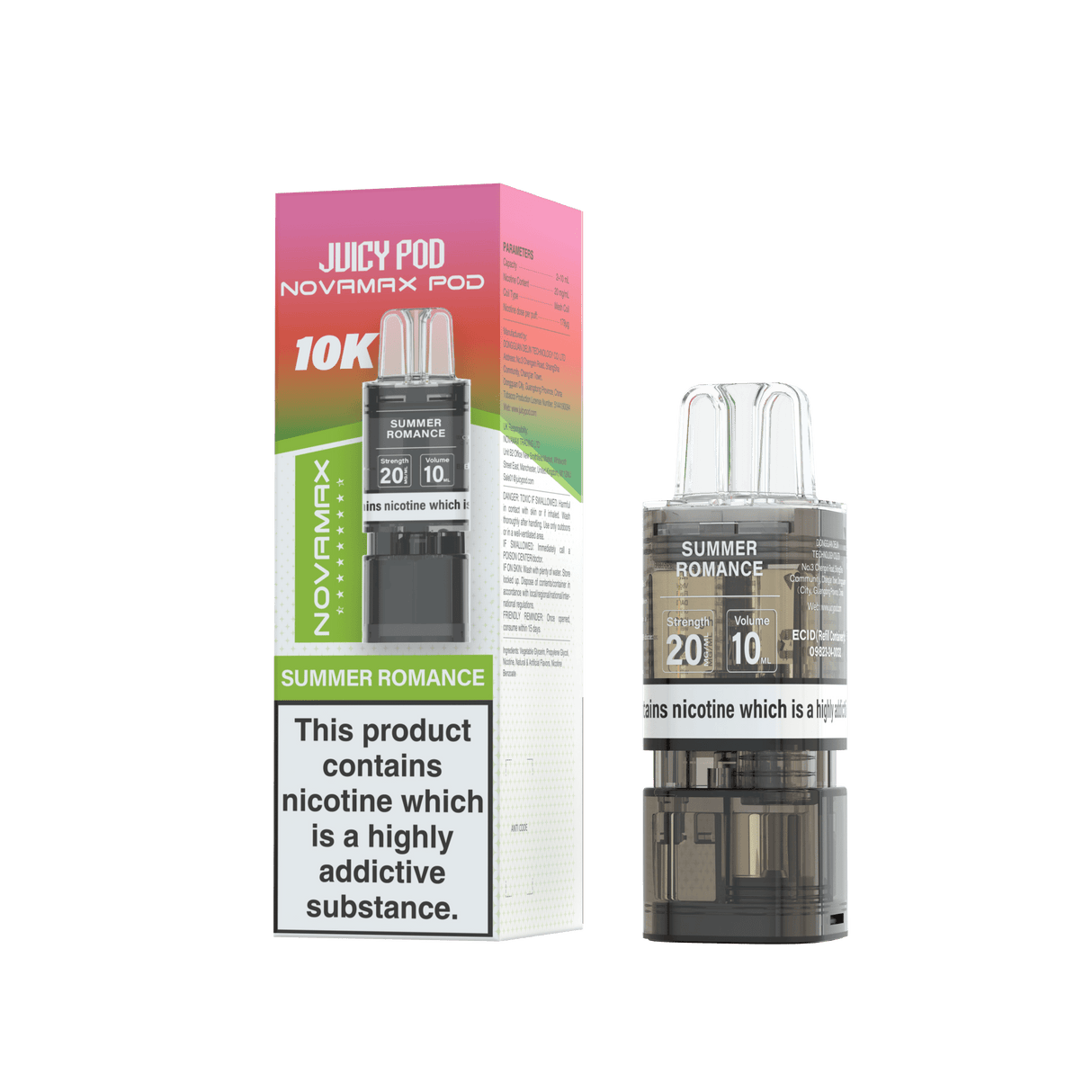 Juicy Pod Novamax 10k Replacement Pods - 10 pack - Summer Romance - vapeukwholesale