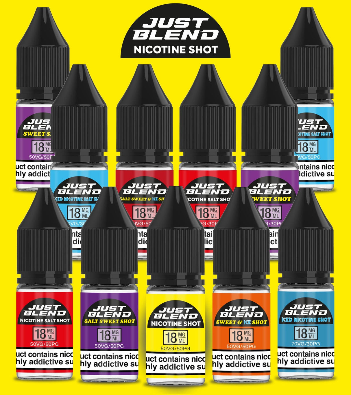 bulk wholesale Just Blend Iced Nicotine Salt Shots - 18mg/70vg - Box Of 100 -