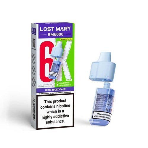 Lost Mary BM6000 Prefilled Pods Pack of 5 - Blue Razz Gami - vapeukwholesale